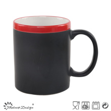 11oz Ceramic Color Changing Mug Black Decal with Red Rim